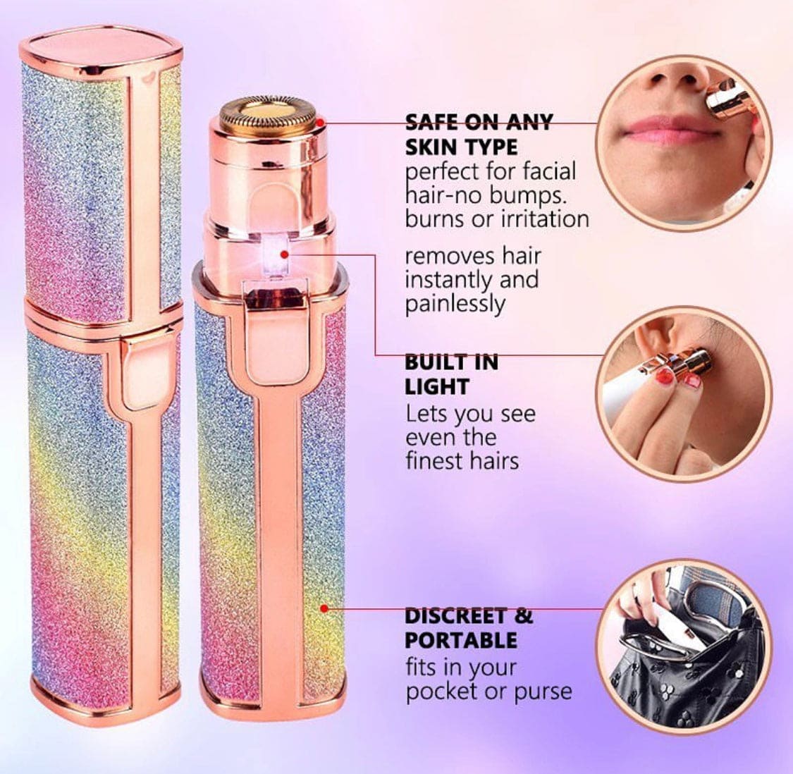 Glitter Eyebrow Trimmer, 2 In 1 Electric Eyebrow Trimmer, Makeup Painless Eyebrow Epilator, Body Shaver Razor, Portable Facial Body Hair Remover Glitter Eyebrow Trimmer, 2 In 1 Electric Eyebrow Trimmer, Makeup Painless Eyebrow Epilator, Body Shaver Razor, Portable Facial Body Hair Remover